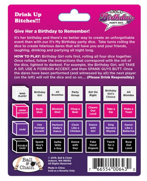 It's My Birthday Party Dice Game