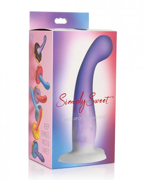 Curve Toys Simply Sweet 7" Slim G Spot Silicone Dildo - Purple/white