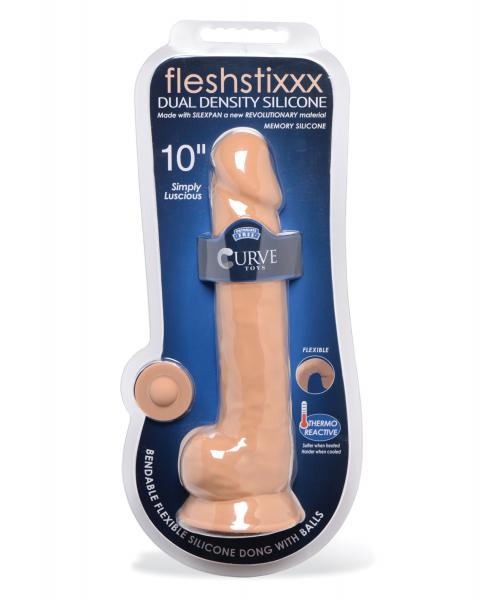 Curve Novelties Fleshstixxx 10" Dildo W/balls - Tan