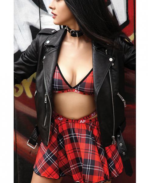 Vibes LIT AF Skirt Red Plaid S/M