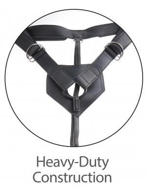 King Cock Strap On Harness with 7 inches Two Cocks One Hole Tan
