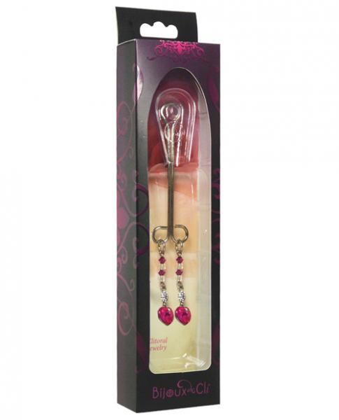 Bijoux Cli Clamp Double Loop with Heart Charm & Fuchsia Beads