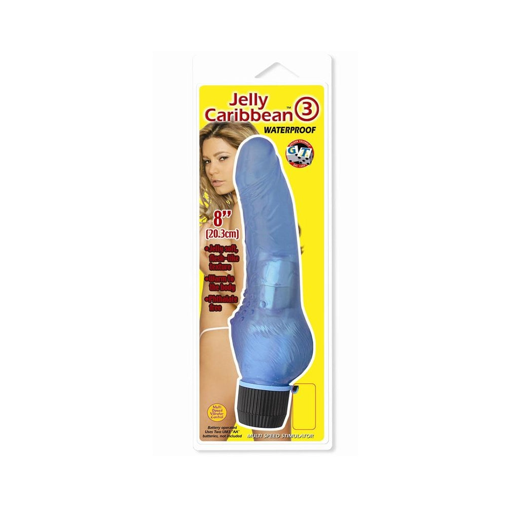 Jelly Caribbean #3 Waterproof  Vibrator - Blue