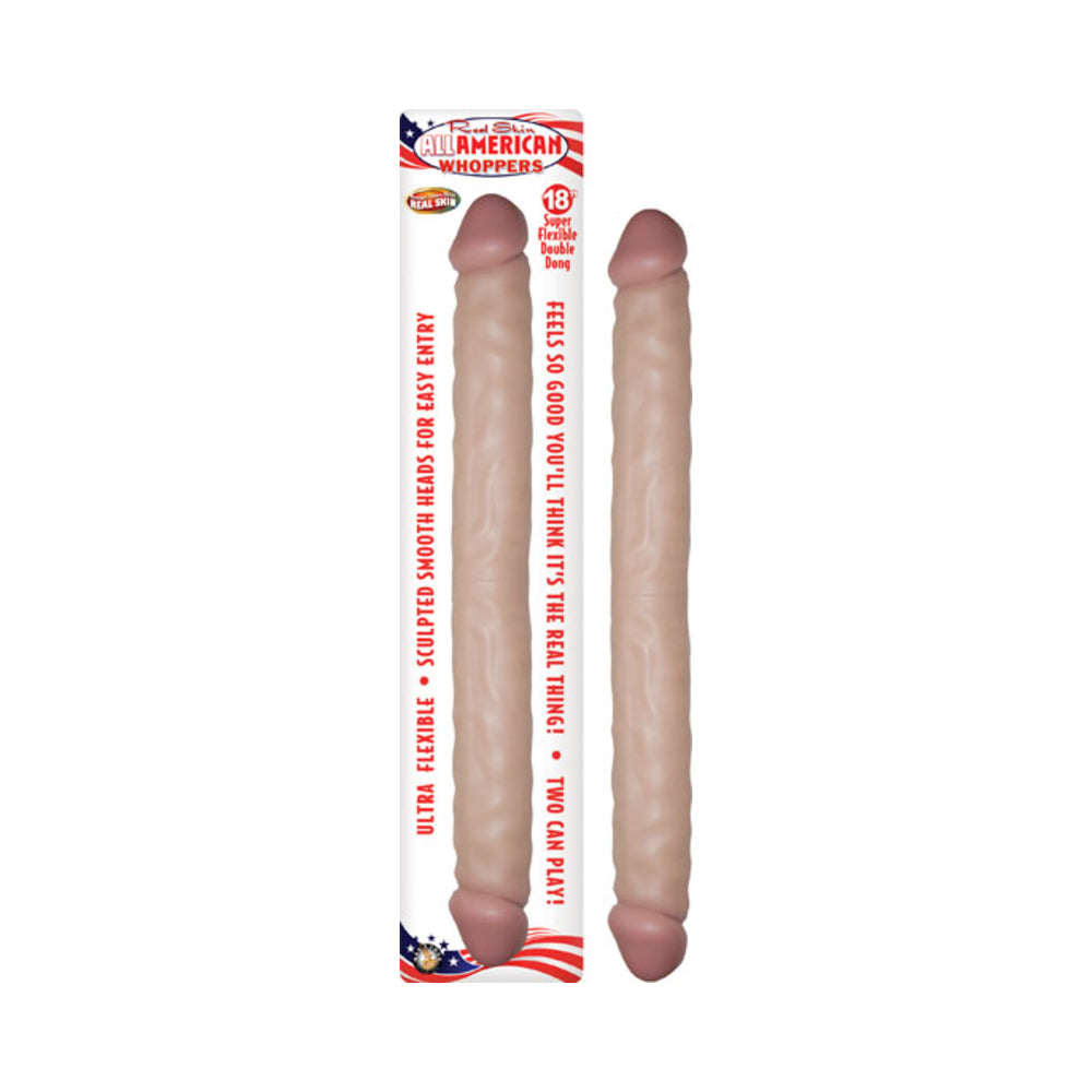 Real Skin All American Whoppers Double Dong 18" - Beige