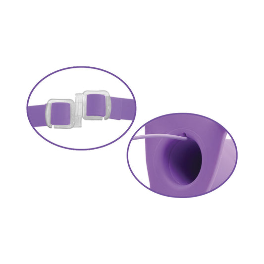 Vibrating 8 Inch Silicone Hollow Strap-on - Purple