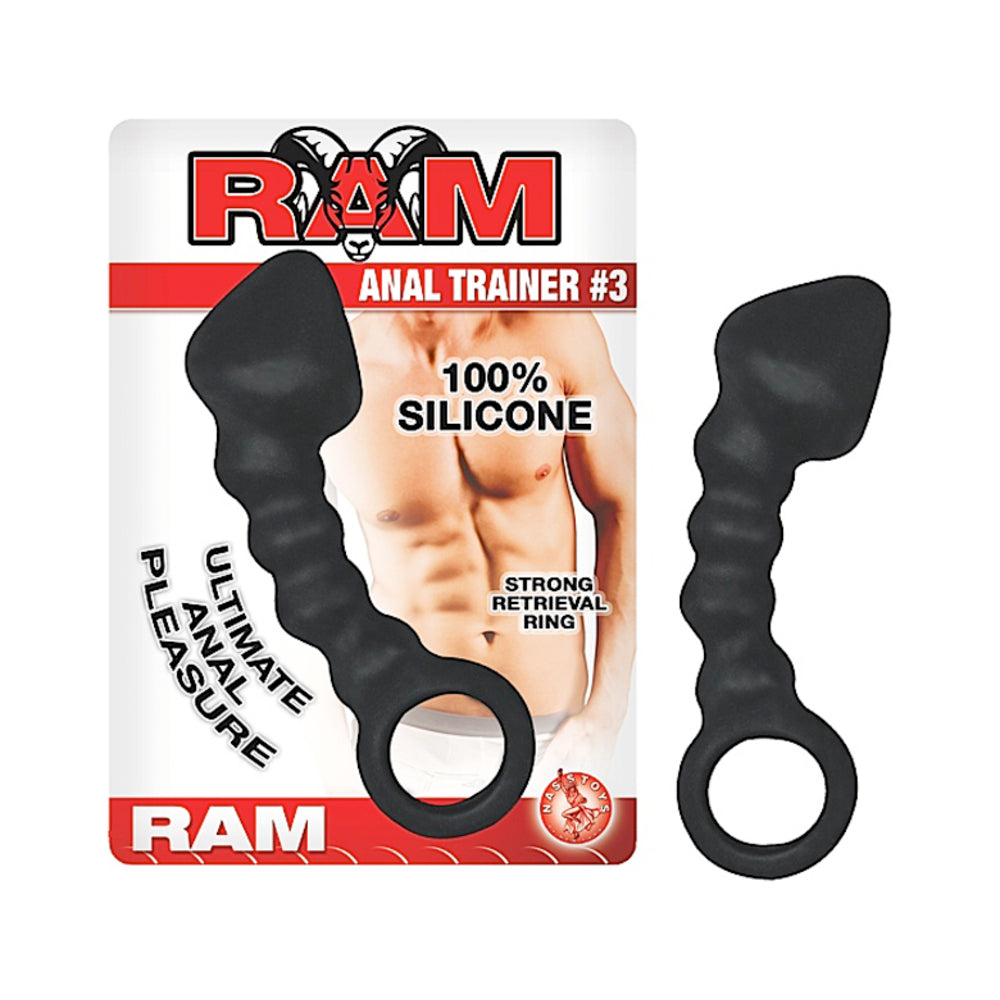 Ram Anal Trainer #3 Silicone Anal Beads 5.5 Inch - Black