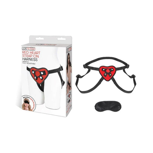 Lux Fetish Red Heart Strap On Harness O/S