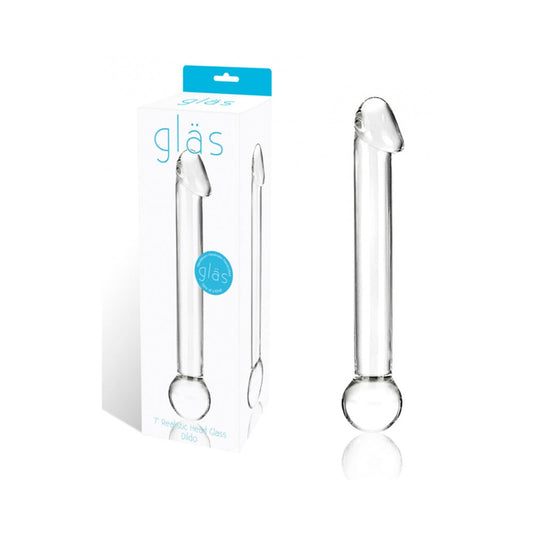 Glas 7 inches Realistic Head Glass Dildo Clear