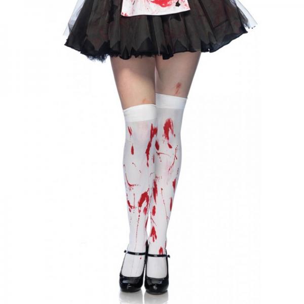 Bloody Zombie Thigh Highs O/s White/red