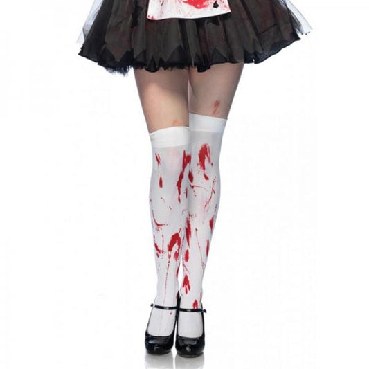 Bloody Zombie Thigh Highs O/s White/red