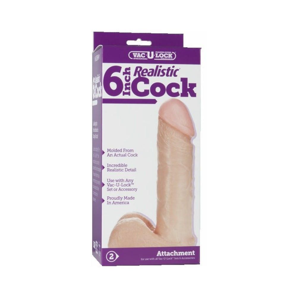 Vac-U-Lock 6" Realistic Dildo - Beige