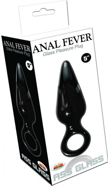 Anal Fever Ass Glass Pleasure Plug Black 5 inches