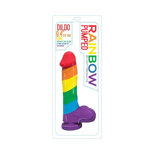 Rainbow Pumped Silicone Dildo 9.4 inches