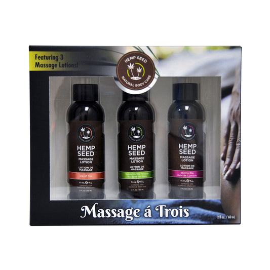 Earthly Body Gift Set Massage A Trois Includes: 2oz Isle Of You Massage Lotion, 2oz Skinny Dip Massa