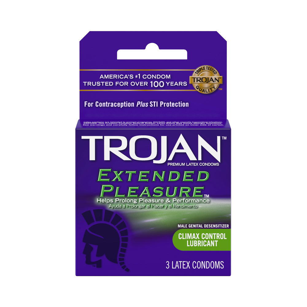Trojan Extended Pleasure Latex Condom Box Of 3