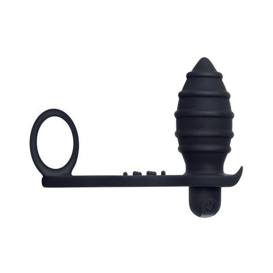 Zero Tolerance Cock Ring&anal Plug W/recharge Bullet Bk