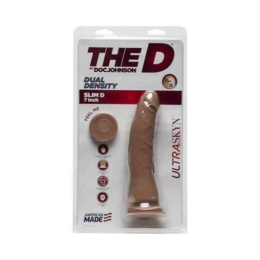 The D Slim Thin D 7 inches Ultraskyn Brown Dildo