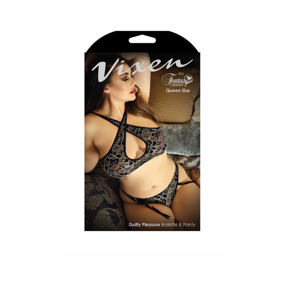 Vixen Guilty Pleasure Bralette & Panty L/xl Black