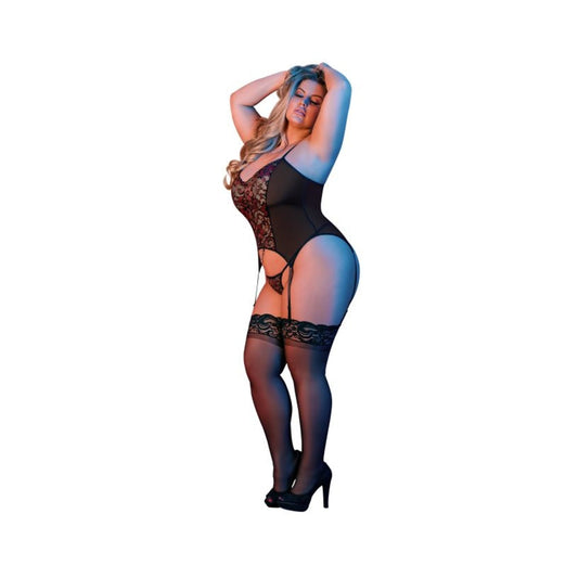 Magic Silk Sexy Time Merry Widow & G-set Black Queen Size