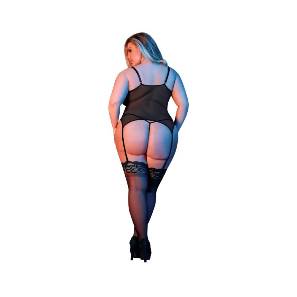 Magic Silk Sexy Time Merry Widow & G-set Black Queen Size