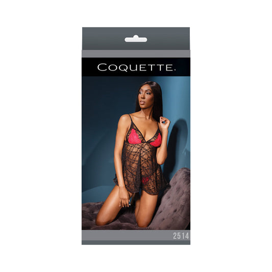 Baby Doll & G-string G-string Blk/red/fucia Os