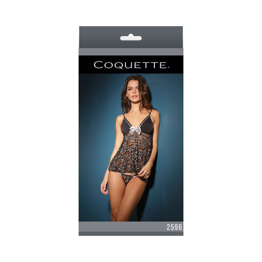 Baby Doll & G String Black/silver Os