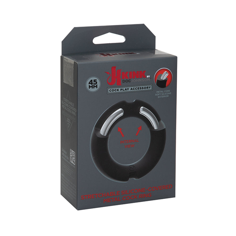 Kink By Doc Johnson Hybrid Silicone Covered Metal Cock Ring 45mm