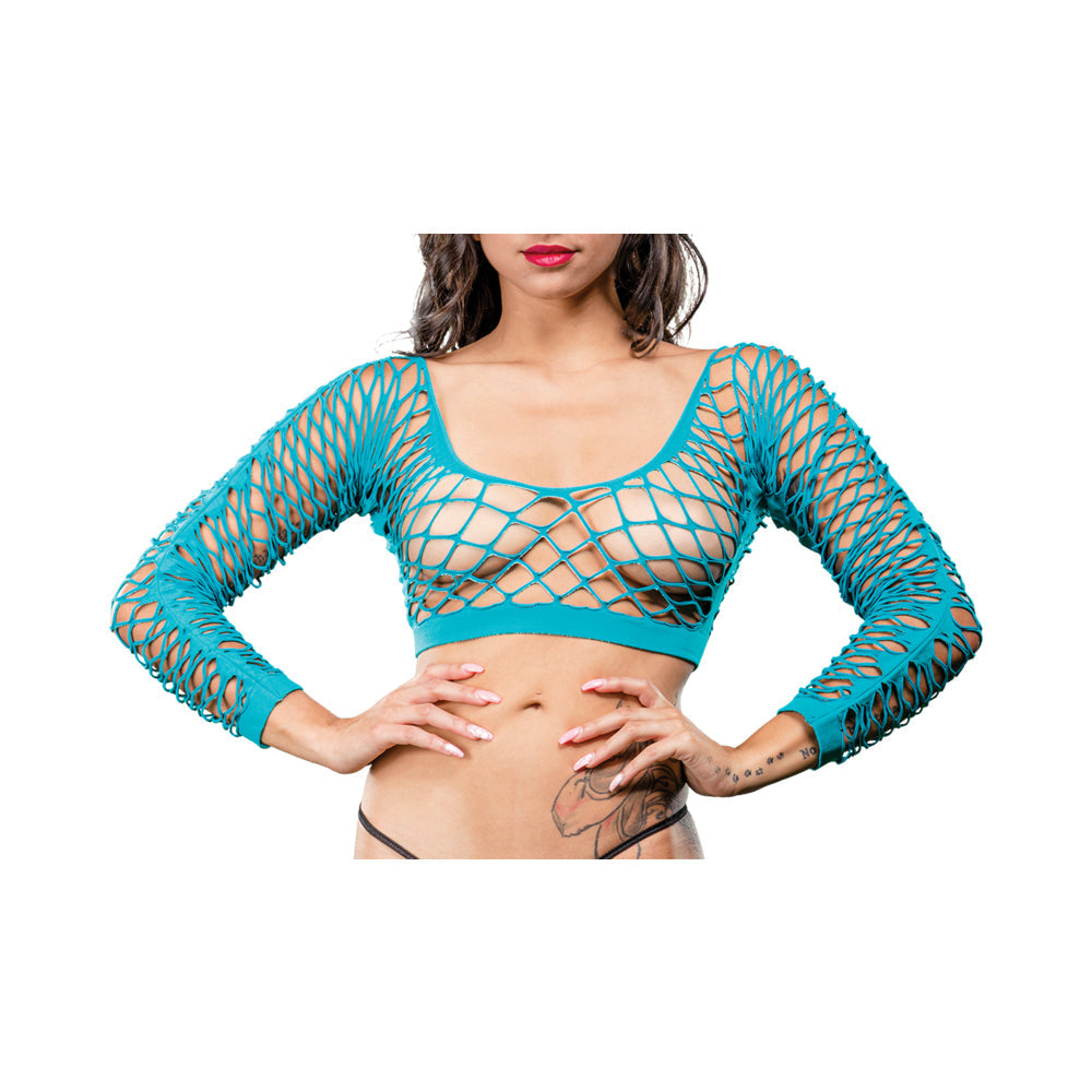 Turquoise Crotchless Side Panel Legging