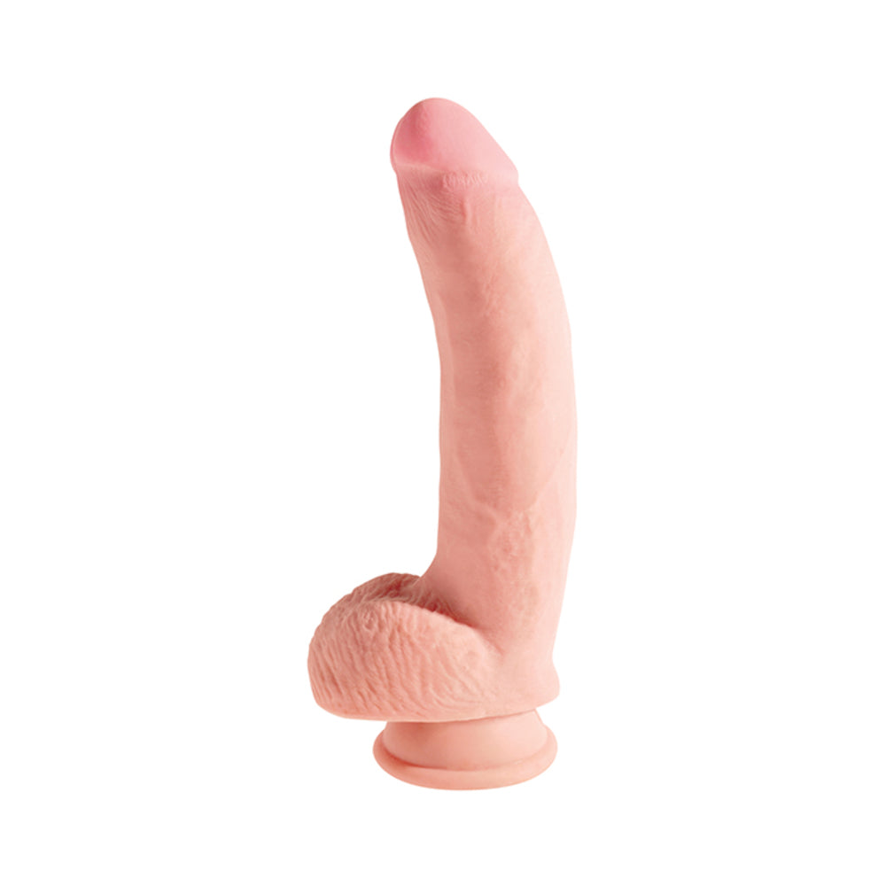 King Cock Triple Density 10 inches Fat Dildo with Balls Beige