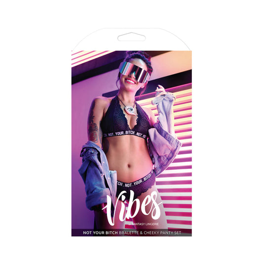Vibes Not Your Bitch Bralette/panty S/m Blk