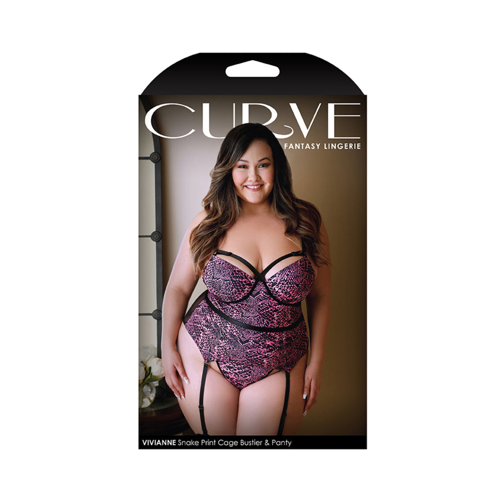 Vivianne Snake Print Bustier W/panty 3x/4x