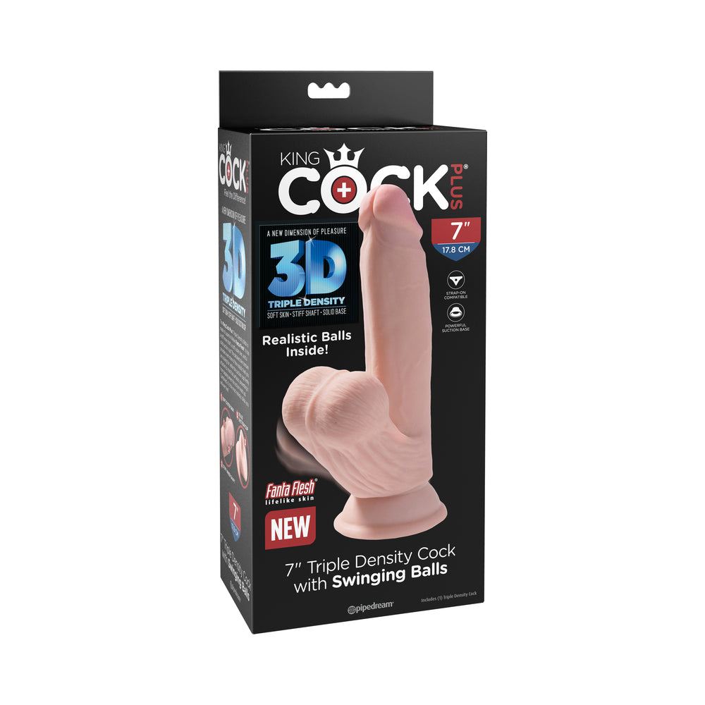 King Cock Triple Density Cock 7 In With Swinging Balls