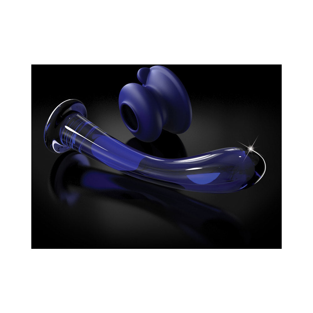 Icicles No. 89 - Glass Suction Cup G-spot Wand - Blue