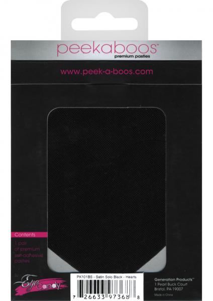 Black Satin Heart Shaped Pasties 2 Pack