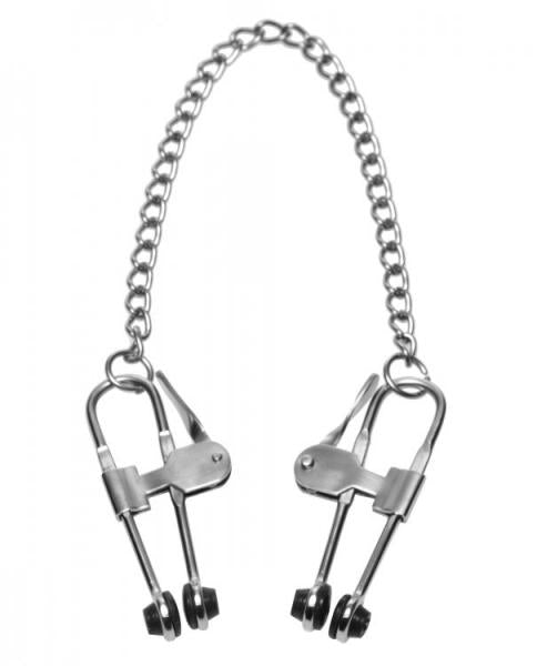 Intensity Nipple Press Clamps With Chain Metal Silver