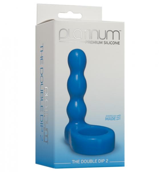 The Double Dip 2 Silicone Dual Penetration C Ring Blue