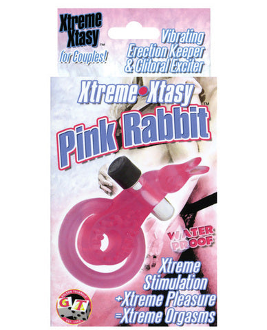 XTREME XTASY PINK RABBIT VIBRATING COCK RING WATERPROOF