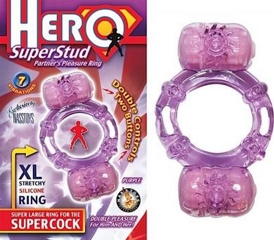Hero Super Stud Partners Pleasure Ring XL Stretchy Silicone Ring Purple