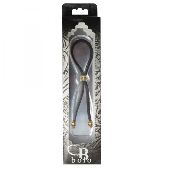 C-ring Lasso Gold Bead Slider W/ Gold Skull Tips Leather