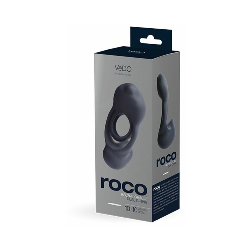 Vedo Roco Rechargeable Dual Motor Vibrating Ring - Just Black