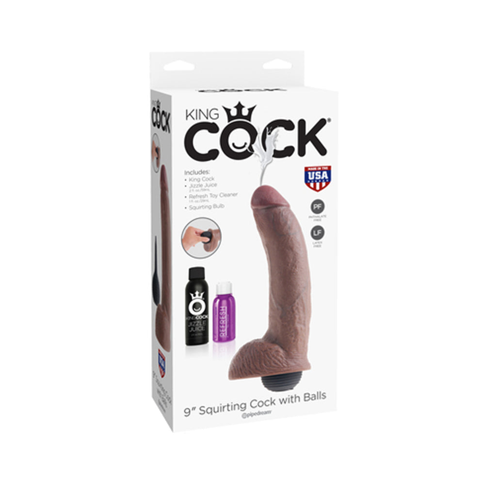King Cock 9 inches Squirting Dildo Brown